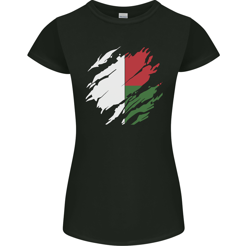 Torn Madagascar Flag Madagascan Day Football Womens Petite Cut T-Shirt Black