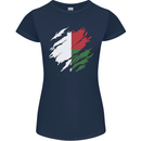 Torn Madagascar Flag Madagascan Day Football Womens Petite Cut T-Shirt Navy Blue