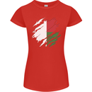 Torn Madagascar Flag Madagascan Day Football Womens Petite Cut T-Shirt Red