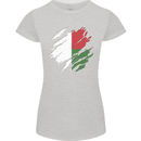 Torn Madagascar Flag Madagascan Day Football Womens Petite Cut T-Shirt Sports Grey