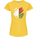 Torn Madagascar Flag Madagascan Day Football Womens Petite Cut T-Shirt Yellow