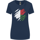 Torn Madagascar Flag Madagascan Day Football Womens Wider Cut T-Shirt Navy Blue