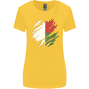 Torn Madagascar Flag Madagascan Day Football Womens Wider Cut T-Shirt Yellow