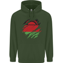 Torn Malawi Flag Malawian Day Football Childrens Kids Hoodie Forest Green