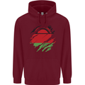 Torn Malawi Flag Malawian Day Football Childrens Kids Hoodie Maroon