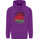 Torn Malawi Flag Malawian Day Football Childrens Kids Hoodie Purple