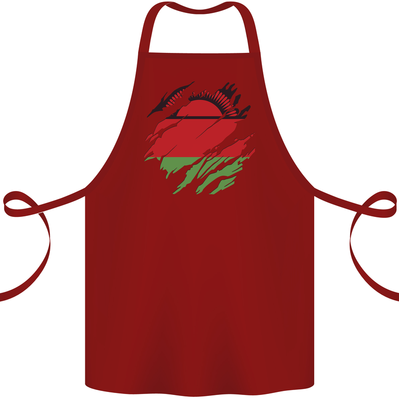 Torn Malawi Flag Malawian Day Football Cotton Apron 100% Organic Maroon