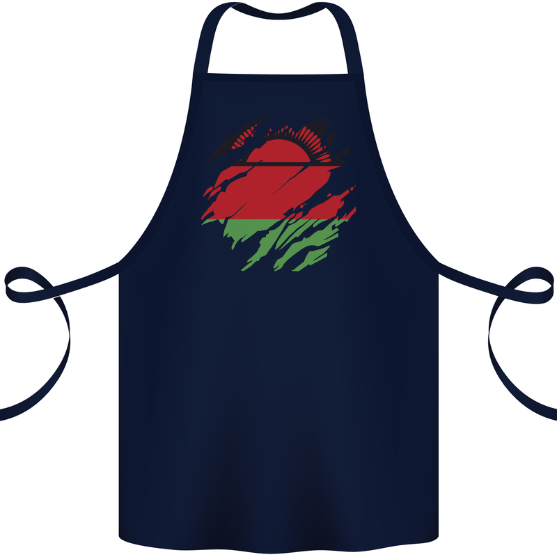 Torn Malawi Flag Malawian Day Football Cotton Apron 100% Organic Navy Blue