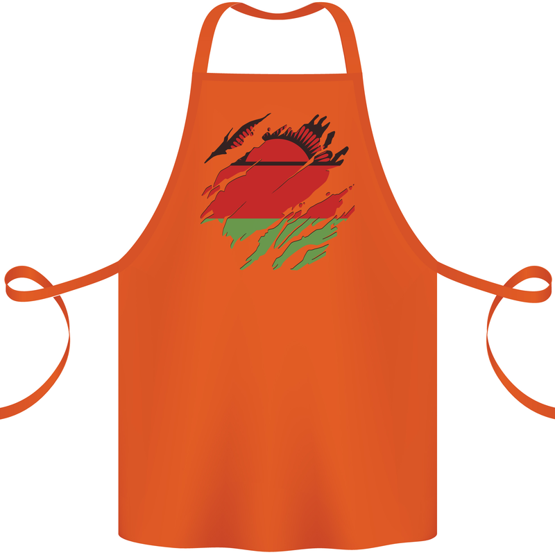 Torn Malawi Flag Malawian Day Football Cotton Apron 100% Organic Orange