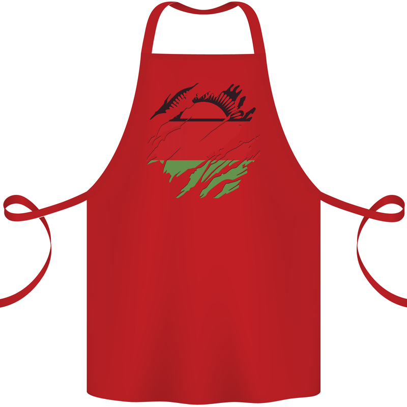 Torn Malawi Flag Malawian Day Football Cotton Apron 100% Organic Red