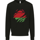 Torn Malawi Flag Malawian Day Football Kids Sweatshirt Jumper Black