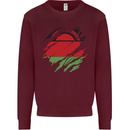 Torn Malawi Flag Malawian Day Football Kids Sweatshirt Jumper Maroon