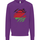 Torn Malawi Flag Malawian Day Football Kids Sweatshirt Jumper Purple