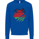 Torn Malawi Flag Malawian Day Football Kids Sweatshirt Jumper Royal Blue