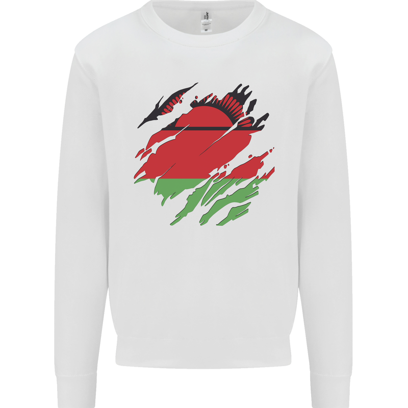 Torn Malawi Flag Malawian Day Football Kids Sweatshirt Jumper White