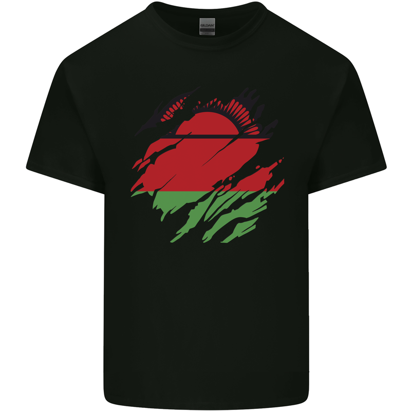 Torn Malawi Flag Malawian Day Football Kids T-Shirt Childrens Black