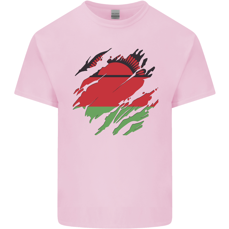 Torn Malawi Flag Malawian Day Football Kids T-Shirt Childrens Light Pink