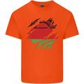Torn Malawi Flag Malawian Day Football Kids T-Shirt Childrens Orange
