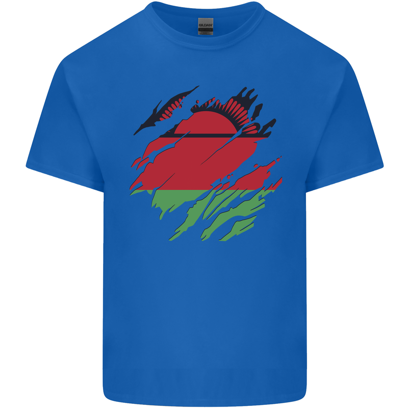 Torn Malawi Flag Malawian Day Football Kids T-Shirt Childrens Royal Blue