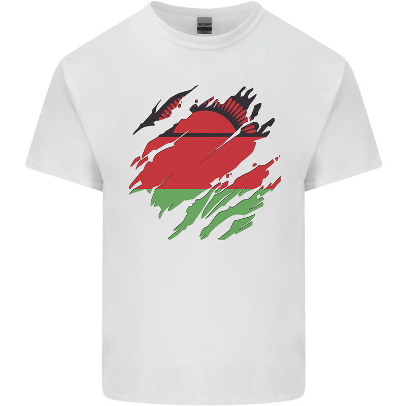 Torn Malawi Flag Malawian Day Football Kids T-Shirt Childrens White