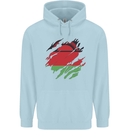 Torn Malawi Flag Malawian Day Football Mens 80% Cotton Hoodie Light Blue