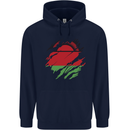 Torn Malawi Flag Malawian Day Football Mens 80% Cotton Hoodie Navy Blue