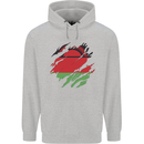 Torn Malawi Flag Malawian Day Football Mens 80% Cotton Hoodie Sports Grey