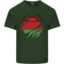 Torn Malawi Flag Malawian Day Football Mens Cotton T-Shirt Tee Top Forest Green