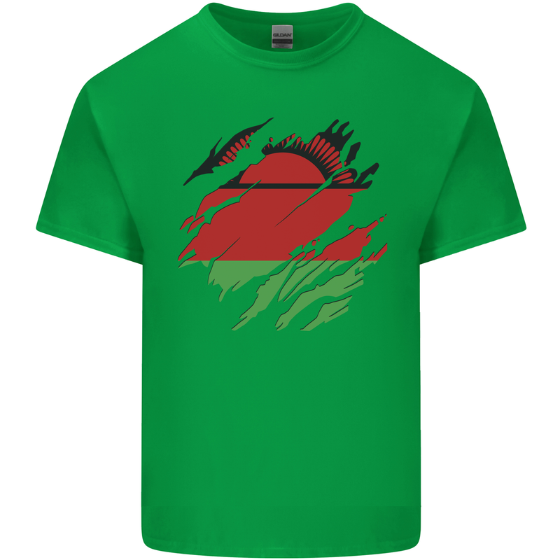 Torn Malawi Flag Malawian Day Football Mens Cotton T-Shirt Tee Top Irish Green
