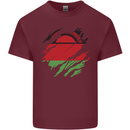 Torn Malawi Flag Malawian Day Football Mens Cotton T-Shirt Tee Top Maroon
