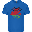 Torn Malawi Flag Malawian Day Football Mens Cotton T-Shirt Tee Top Royal Blue