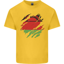 Torn Malawi Flag Malawian Day Football Mens Cotton T-Shirt Tee Top Yellow