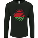 Torn Malawi Flag Malawian Day Football Mens Long Sleeve T-Shirt Black
