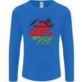 Torn Malawi Flag Malawian Day Football Mens Long Sleeve T-Shirt Royal Blue