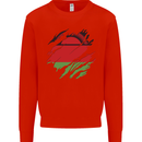 Torn Malawi Flag Malawian Day Football Mens Sweatshirt Jumper Bright Red