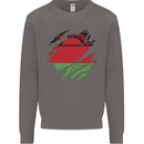 Torn Malawi Flag Malawian Day Football Mens Sweatshirt Jumper Charcoal