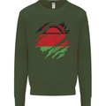 Torn Malawi Flag Malawian Day Football Mens Sweatshirt Jumper Forest Green