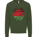 Torn Malawi Flag Malawian Day Football Mens Sweatshirt Jumper Forest Green