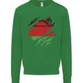 Torn Malawi Flag Malawian Day Football Mens Sweatshirt Jumper Irish Green