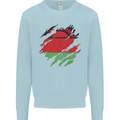 Torn Malawi Flag Malawian Day Football Mens Sweatshirt Jumper Light Blue