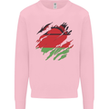 Torn Malawi Flag Malawian Day Football Mens Sweatshirt Jumper Light Pink
