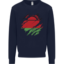 Torn Malawi Flag Malawian Day Football Mens Sweatshirt Jumper Navy Blue