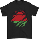 Torn Malawi Flag Malawian Day Football Mens T-Shirt 100% Cotton Black