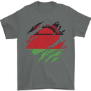 Torn Malawi Flag Malawian Day Football Mens T-Shirt 100% Cotton Charcoal