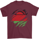 Torn Malawi Flag Malawian Day Football Mens T-Shirt 100% Cotton Maroon
