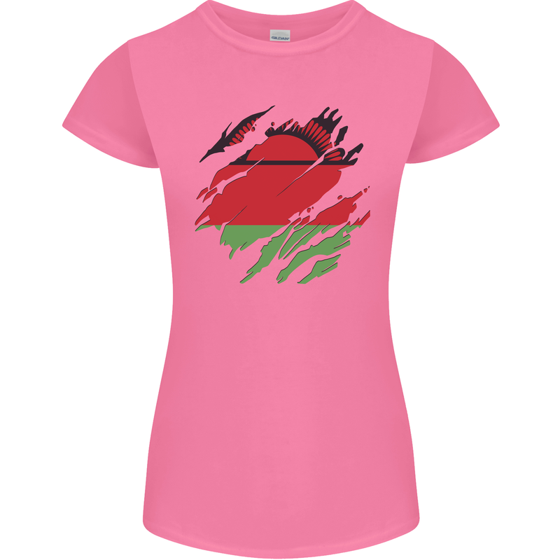 Torn Malawi Flag Malawian Day Football Womens Petite Cut T-Shirt Azalea