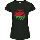 Torn Malawi Flag Malawian Day Football Womens Petite Cut T-Shirt Black