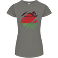Torn Malawi Flag Malawian Day Football Womens Petite Cut T-Shirt Charcoal