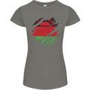 Torn Malawi Flag Malawian Day Football Womens Petite Cut T-Shirt Charcoal