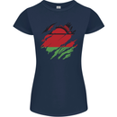 Torn Malawi Flag Malawian Day Football Womens Petite Cut T-Shirt Navy Blue